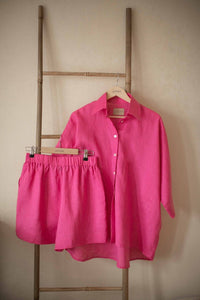 PINK LINEN SUIT WITH SHORTS