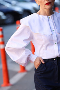 OFF-WHITE BLOUSE WITH PETER PAN COLLAR