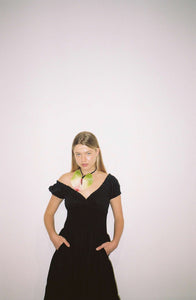 COTTON ELASTIC BAND DRESS “HEART” IN BLACK