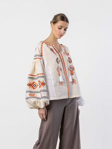 LINEN EMBROIDERED SHIRT IN BOHO STYLE POLE