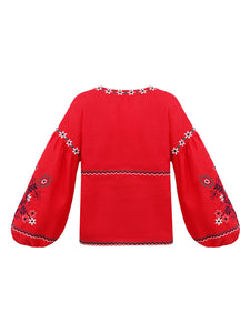 WOMEN’S EMBROIDERY SHIRT WITH FLORAL OBRIY RED