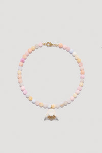 POLYSK necklace with multicolored quartz and white bell