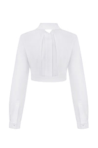 WHITE CROPPED SHIRT WITH OPEN BACK - SUKNJA   
